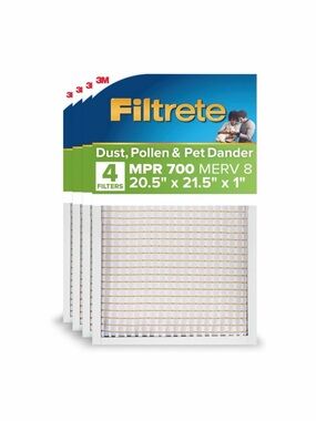 Filtrete AC Furnace Air Filters 4-Pack 20.5x21.5x1 MPR 700 MERV 8